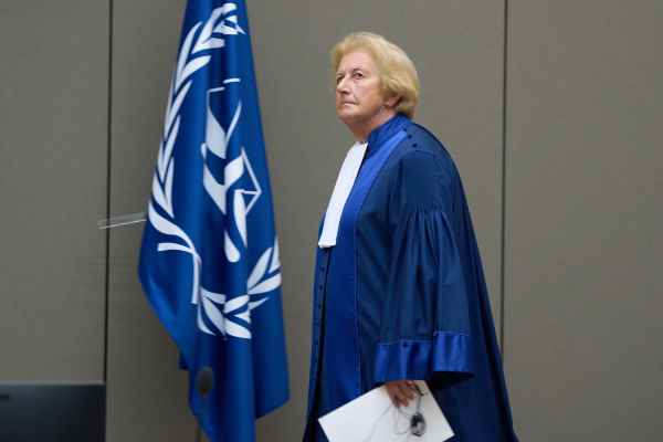 Judge Joanna Korner enters the ICC court room during the trial against Ali Muhammad Ali Abd-Al-Rahman, who is accused of